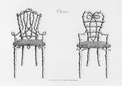 Sillas, de Grotesque Architecture, or Rural Amusement, por William Wrighte, publicado en 1768 de English School
