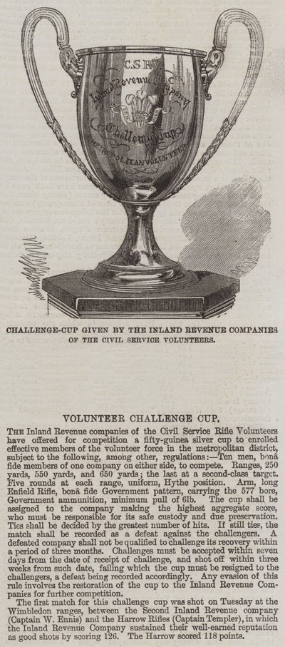 Copa de desafío dada por las Compañías de Ingresos Internos de los Voluntarios del Servicio Civil de English School