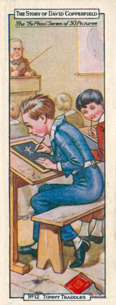 Personajes de David Copperfield: Tommy Traddles (litografía en color) de English School