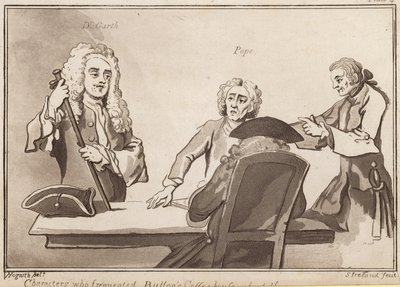 Personajes que frecuentaban Buttons Coffee House alrededor del año 1720: Dr Garth, Pope de English School