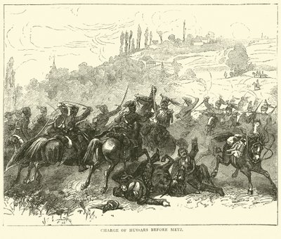 Carga de Húsares antes de Metz, octubre 1870 de English School