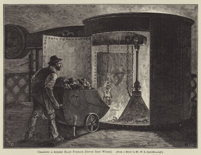 Cargando un horno moderno de fundición (Obras de hierro de Govan) de English School