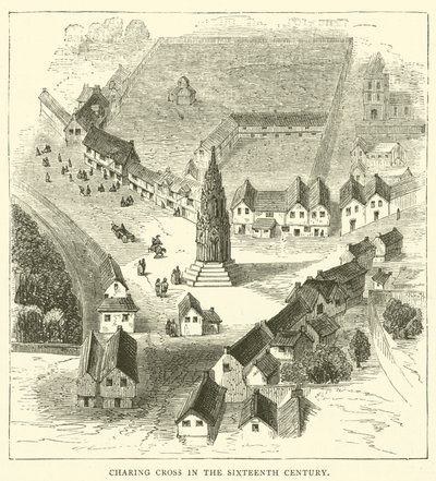 Charing Cross en el siglo XVI (grabado) de English School