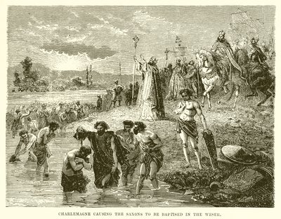 Carlomagno haciendo bautizar a los sajones en el Wester de English School