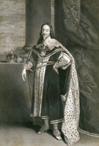 Carlos I, grabado por F. Holl después de Van Dyck, siglo XIX de English School