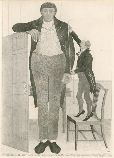 Charles Byrne, alias OBrien el Gigante Irlandés, el hombre más alto del mundo conocido, con casi nueve pies de altura de English School