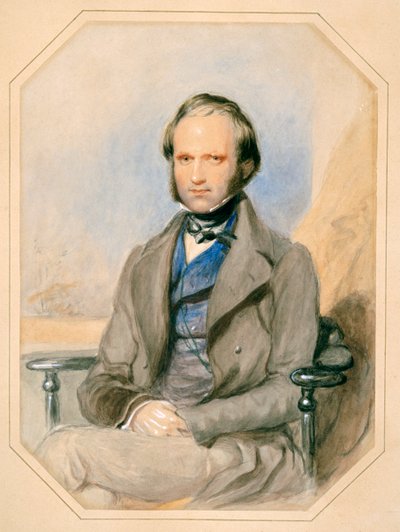 Charles Darwin (acuarela sobre papel) de English School