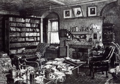 Estudio de Charles Darwin en Down House, 1882 de English School