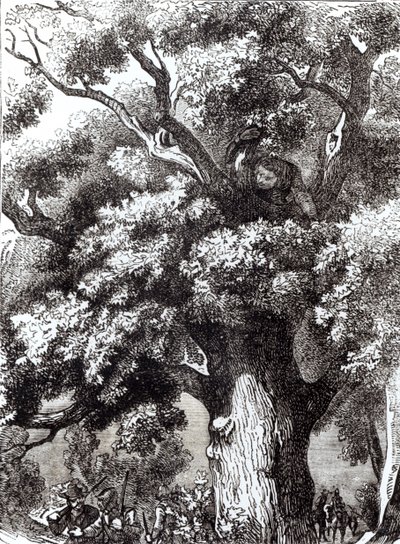 Carlos II (1630-85) escondido en el roble, 14 de octubre de 1651 de English School