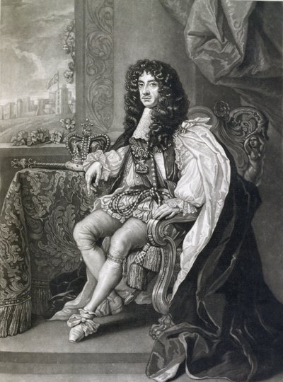 Carlos II, grabado por Charles Turner de English School