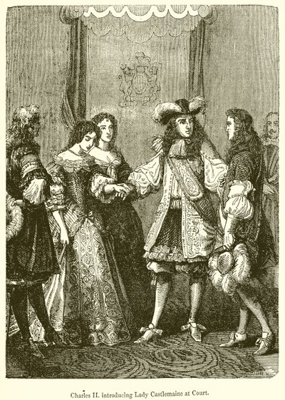 Carlos II presentando a Lady Castlemaine en la corte de English School
