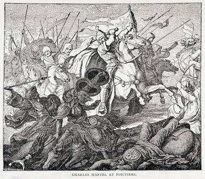 Carlos Martel (c.688-741) en Poictiers, de La historia de Francia, por Emile de Bonnechose, publicado por Ward, Lock and Co, Londres de English School
