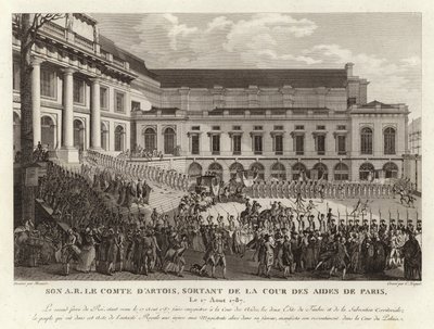 Carlos Felipe de Artois fuera de La Cour des Aides en París de English School