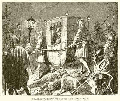 Carlos V escapando a través de las montañas de English School