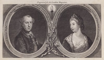Charles William Ferdinand, Duque de Brunswick, y su esposa, la Princesa Augusta, hermana del Rey Jorge III de English School