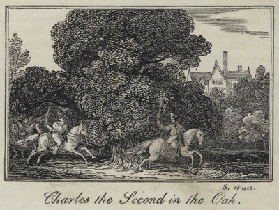 Carlos II en el Roble (grabado) de English School