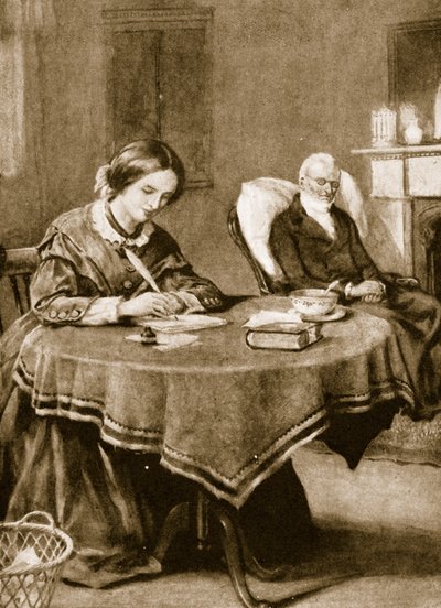 Charlotte Bronte trabajando en Jane Eyre de English School