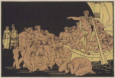 Caronte y los fantasmas (litografía en color) de English School
