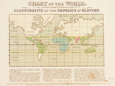 Mapa del Mundo, en la Proyección de Mercator, Ilustrativo de la Impolítica de la Esclavitud de English School