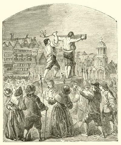 Castigando a un cuáquero en la Cruz de Paul, Cheapside, en tiempos de Oliver Cromwell de English School