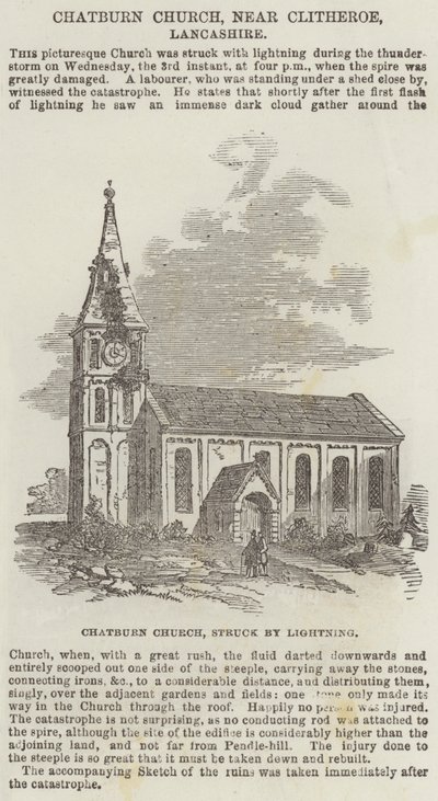 Iglesia de Chatburn, cerca de Clitheroe, Lancashire (grabado) de English School