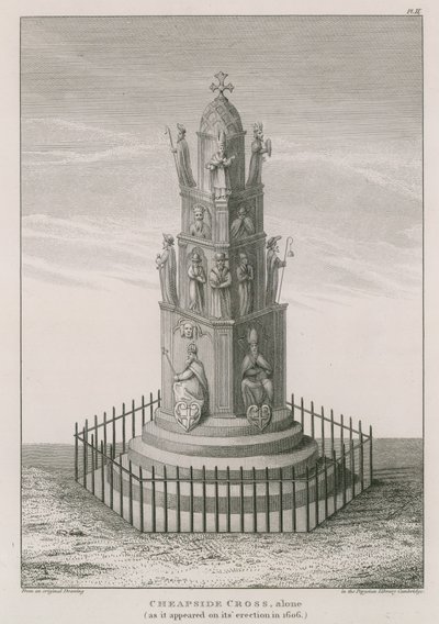 Cruz de Cheapside como apareció en 1606 de English School