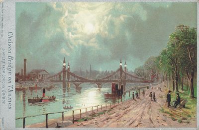 Puente de Chelsea en el río Támesis de English School