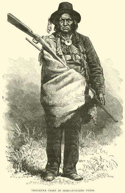 Jefe Cheyenne en vestimenta semi-civilizada de English School