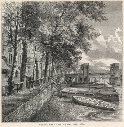 Cheyne Walk y Cadogan Pier, 1860 de English School