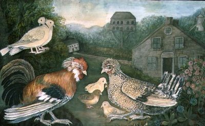 Gallinas y Palomas cerca de una Granja de English School