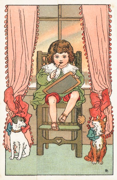 Niño en silla alta, tarjeta de Navidad de English School