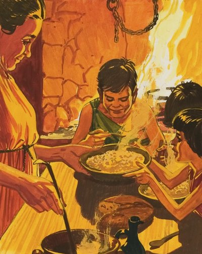 Niños cenando de English School