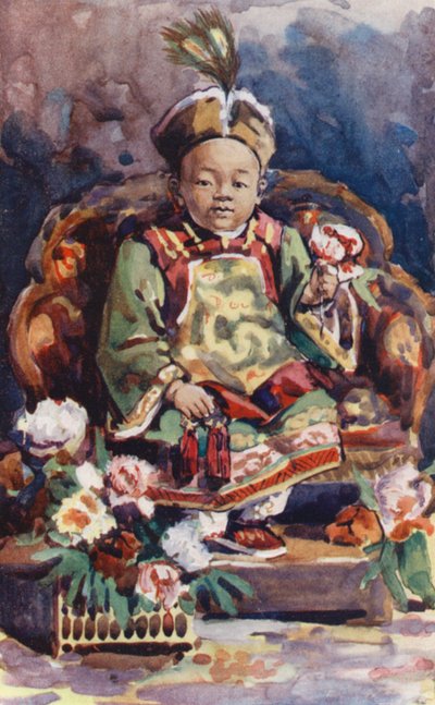 Niños de China: El emperador de China (litografía en color) de English School