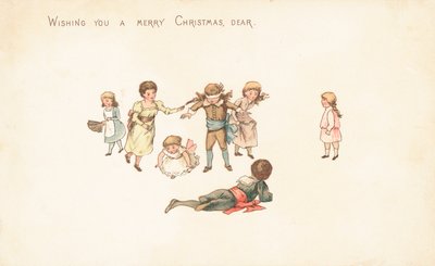 Niños jugando a la gallina ciega, Tarjeta de Navidad de English School
