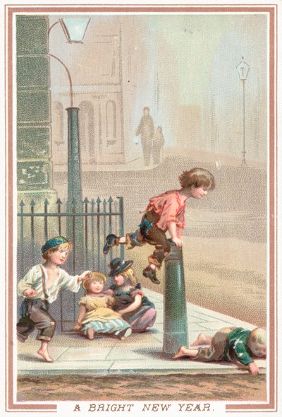 Niños jugando a la rana en la calle de English School
