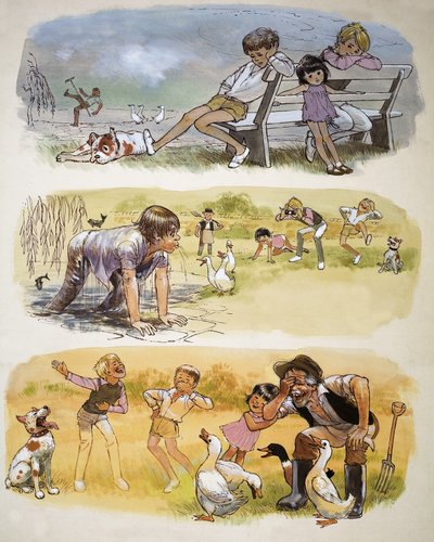 Niños jugando montaje de English School