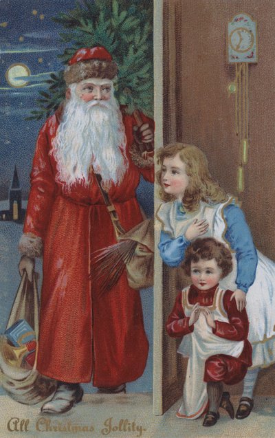 Niños esperando a Santa Claus, tarjeta de Navidad de English School
