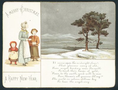 Niños esperando en la nieve, Tarjeta de Año Nuevo de English School