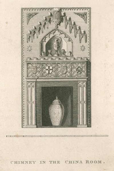 Chimenea en la Sala de China, Strawberry Hill, Twickenham, Londres de English School