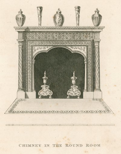 Chimenea en la Sala Redonda, Strawberry Hill, Twickenham, Londres de English School