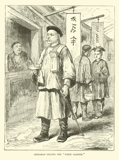Chino vendiendo la Gaceta de Pekín de English School