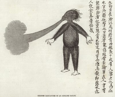 Caricatura china de un marinero inglés de English School
