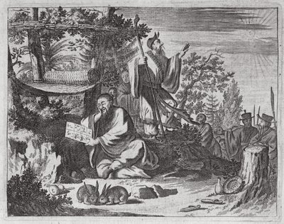 Hombres santos chinos, ilustración de una descripción de embajadas a China, 1690 de English School