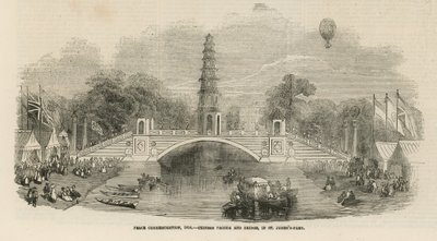 Pagoda china y puente en St Jamess Park de English School