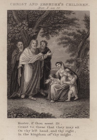 Cristo y los hijos de Zebedeo, Mateo X, versículo 20 de English School