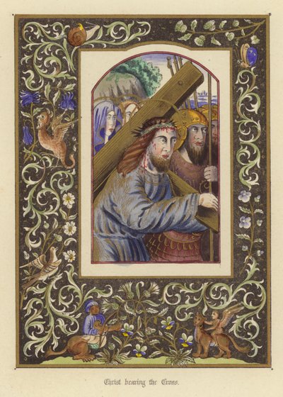 Cristo cargando la cruz (litografia en color) de English School