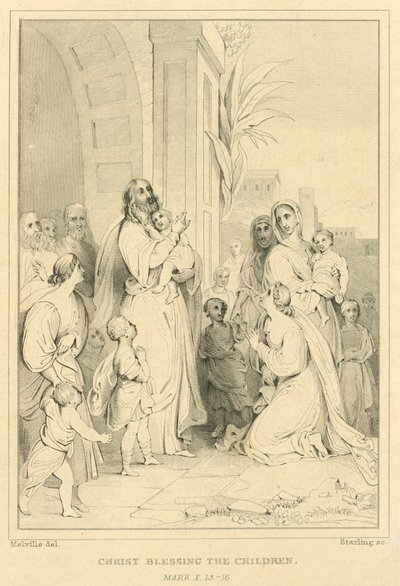 Cristo bendiciendo a los niños, Marcos X, 13-16 de English School