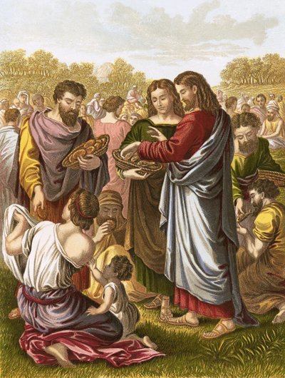 Cristo alimenta a la multitud de English School