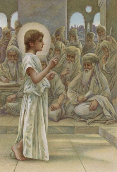 Cristo en medio de los doctores (cromolito) de English School