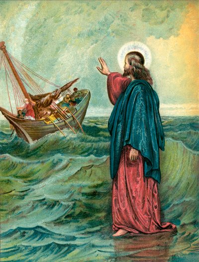 Cristo caminando sobre el mar de English School